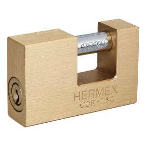 CANDADO HERMEX RECTANGULAR BRONCE 75 MM. LLAVE PUNTO COR-75Q